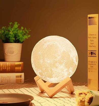 Moksha trends 3D Moon Lamp 7 Colour Changble Tap Sensor (15 cm) Night Lamp