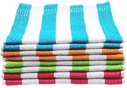 PVA Hand Towels Set of 8 Peice for wash Basin Soft Multicolor Multicolor Cloth Napkins