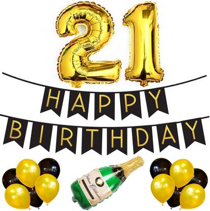 R G ACCESSORIES 21st Birthday banner and balloon 23pcs for birthday