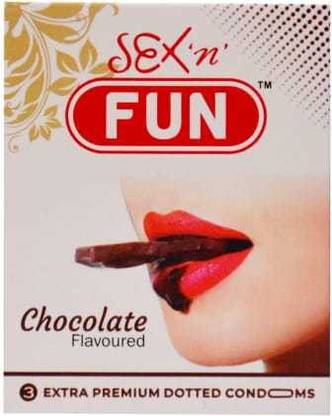 SEX ‘N‘ FUN Flavored Dotted Condom Suitable with lubes & toys - (Chocolate, 6 Condoms) Condom