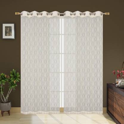 VeNom 243 cm (8 ft) Polyester Semi Transparent Door Curtain (Pack Of 2)