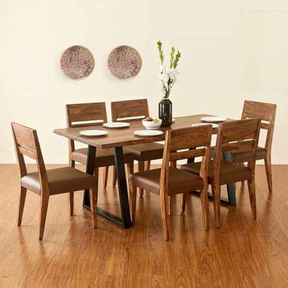 Aaram By Zebrs Dining Table Set With 6 Chairs Solid Wood 6 Seater Dining Set