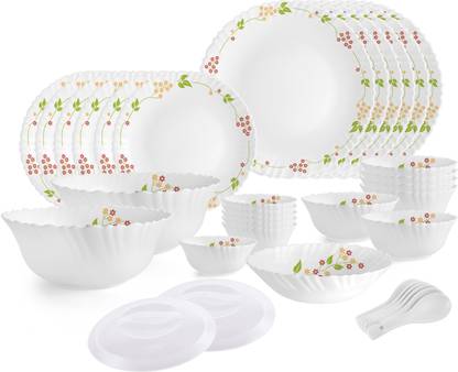 cello Pack of 35 Opalware Dazzle Secret Garden | Extra Strong | | Dinner Set  (White, Microwave Safe) at Rs. 2595