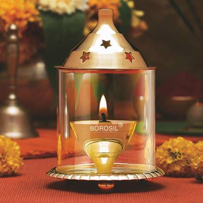 BOROSIL Akhand Diya (Large, Brass)- Brass Table Diya