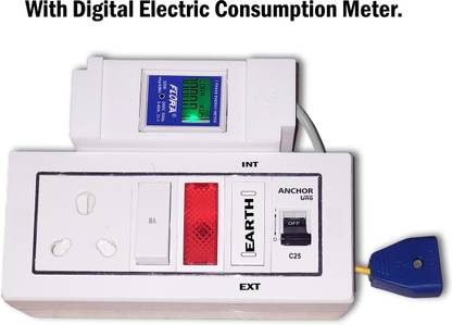 Leo EV Charger Extension box with 10meter Wire & Unit Meter Electric Vehicle Charging Extension with UNIT Meter. Cable not Included Three Pin Plug