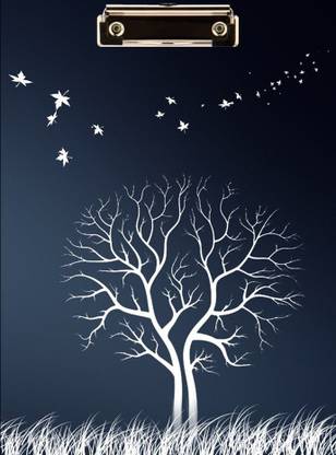 BPDESIGNSOLUTION Tree Black Background Digital Reprint Clip Board Exam Pad (14x9.5 Inches)