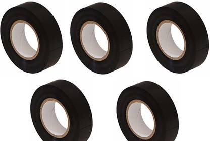 Flysmart Black 10 Yards PVC Waterproof Electrical Insulation Tape - (Pack of 10) 10 cm Single Sided Tape