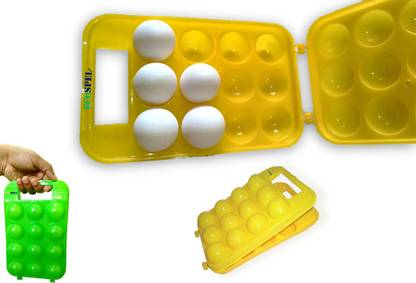 ECOSPEL Portable Plastic Egg Holder Carrier Storage Box for 12 Eggs | Egg Tray 1Pc | Multicolor Plastic Ice Ball Tray