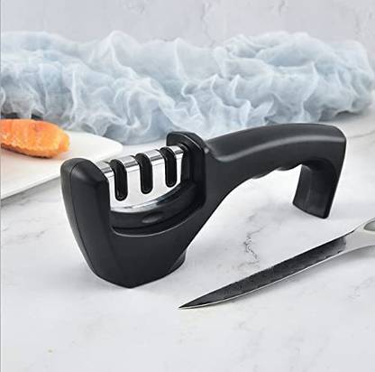 SK RAYAN Manual Knife Sharpener 3 Stage Sharpening Tool Knife Sharpening Steel