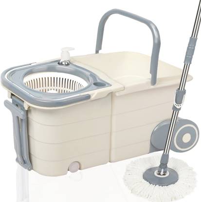 V-MOP Premium Twin Double Spin Bucket Wheel Mop (( 6 Months Warranty on Rod Set )) -A1 Wet & Dry Mop