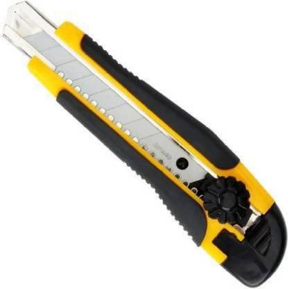 Maanvir Havy Duty 18mm Cutter Knife (Set of-1) Plastic Grip Hand-held Paper Cutter