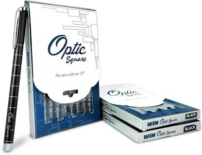 Win Optic Square 30 Black Pens|0.7mm Tip|Smooth Writing|School & Office Ball Pen