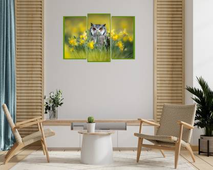 spring owl wall poster (Multicolor PVC Vinyl) Canvas Art