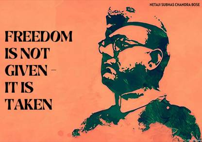 Subhas Chandra Bose Art Effect Quotes Poster 02 (18inchx12inch) Photographic Paper