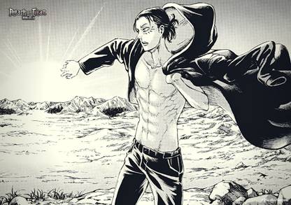Attack On Titan : Eren Yeager Frictional Character Manga Series Art Effect Poster 36 (18inchx12inch) Photographic Paper