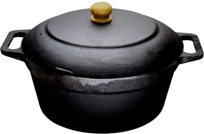 Trilonium EcoFe Jumbo Pre-Seasoned Cast Iron Handmade Dutch Oven | Biryani Pot with Lid 6 L capacity 30 cm diameter