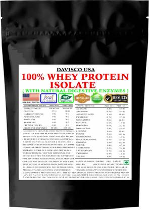 A M NUTRATECH Davisco USA 100% Whey Protein Isolate 2Lbs/ 907gm with Natural Digestive Enzymes Whey Protein