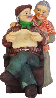 FASHIYANOO Polyresin Dada-Dadi Lovely Couple for Home Decorative Gift Item Decorative Showpiece  -  15 cm