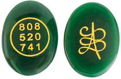 Reshamm Natural Money Magnet Green Jade Crystal Stone Zibu Symbol Coin 1pc Decorative Showpiece  -  4 cm