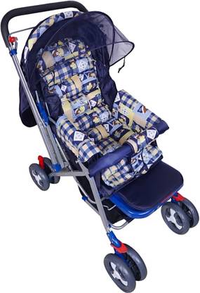 Kidzone Baby Stroller for Newborn Kids (0-24 months) Easy Fold (Dark Blue) Stroller