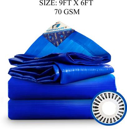 TUFFPAULIN 9FT X 6FT 70 GSM Blue Tarpaulin Tent - For Truck body, Car, Bike, Grain Covers, Pond Liners