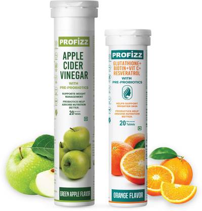 Profizz ACV, Glutathione, Biotin, Vit-C, Resveratrol, Pack of 40 Tablets