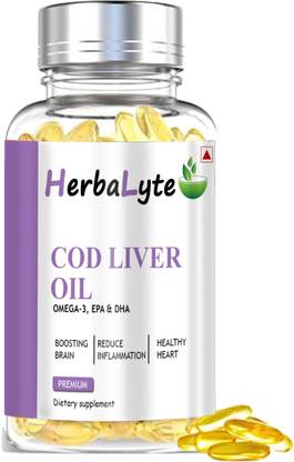 HERBALYTE Premium Cod Liver Oil Capsules, Advanced