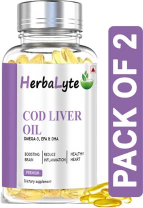 HERBALYTE Premium Cod Liver Oil Capsules, (B12)