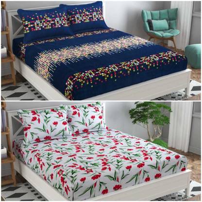 Cool Dealzz Polycotton Double Flat 240 TC Printed Bedsheet