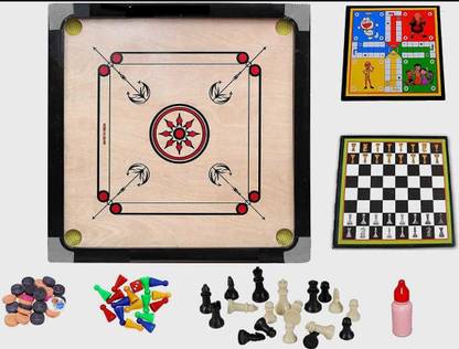 GOLS Carrom Board Small with Ludo & Chess Board Game Combo Pack 15 cm Carrom Board
