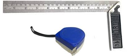 FIXKIT RSI Tri Square 90 Degrees Right Angle Ruler 10 Inch and Measuring Tape 5 Meter Tri-Square