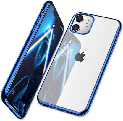 AlexVyan Back Cover for Crystal Clear Case Soft Back Cover with Blue Side Ultra Slim TPU for iPhone 11