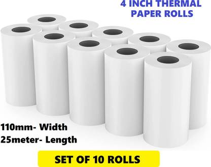 AIMERS 4 Inch Thermal Printer Paper Rolls- 110mm(Width)x25meter(Length) Set of 10 Rolls Thermal Cash Register Paper