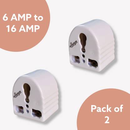 Allwyn Heavy Duty 6AMP to 16AMP Converter Socket (Pack of 2) Three Pin Plug