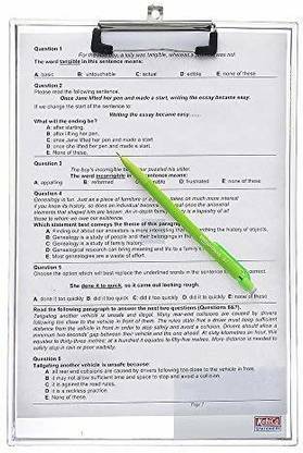 Kebica Transparent Plastic Clipboard Exam Pad 9 x 13 Inch (Suitable for A4 Size Paper)