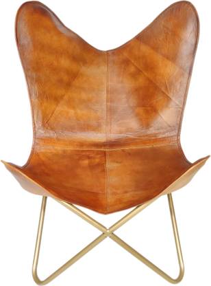 RIDHI SIDHI EXPORTS Iron Frame Lounge Chair - Home and Office Decor Leather Butterfly Chair Leather Outdoor Chair