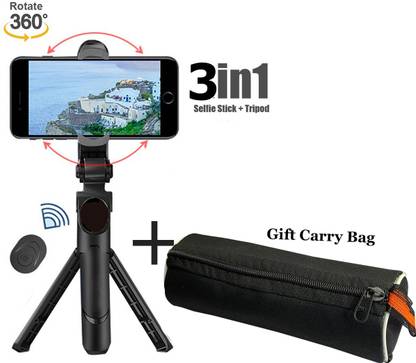 POZUB BT Selfie Stick Tripod Monopod Stand, Desktop Live Telescopic Bracket+Carry Bag Single Gimbal for Mobile