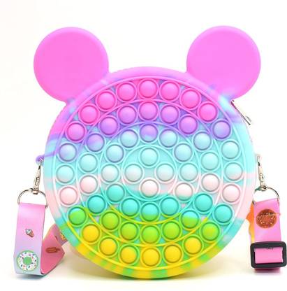 BONGERKING Pop It Purse, Pop Fidget Toy Shoulder Bag, Fidget Purse Push Bubble Fidget Toy Handbags Stress Relief Toys Pop Bag - Pack of 1