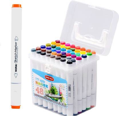 Purple Bee Markers Brush Chisel Double Tipped Sketch Marker for Kids, Artist Set of 48