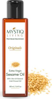 Mystiq Living Extra Virgin Sesame Oil (100% Pure & Cold Pressed For Skin, Body & Hair