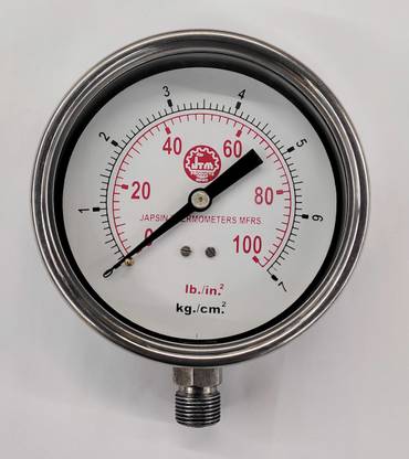 Japsin 0-100 PSI Dial Pressure Gauge Dia 6"/150MM, SS Body, Bottom Connection 3/8" Ring Gauge