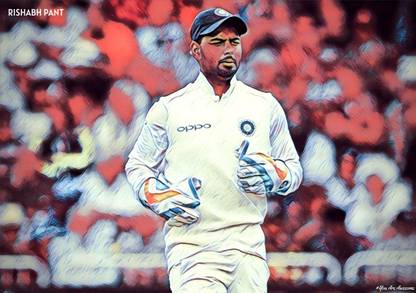 Rishabh Pant Indian Cricket Player Art Effect Poster 05 (18inchx12inch) Photographic Paper