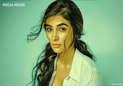Pooja Hegde Indian Actress Art Effect Poster 01 (18inchx12inch) Photographic Paper