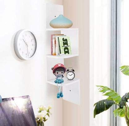 AR SABRI SHOPEE Wall shelf Zig zeg shelves corner rack shelf MDF Living room & Bedroom MDF (Medium Density Fiber) Wall Shelf