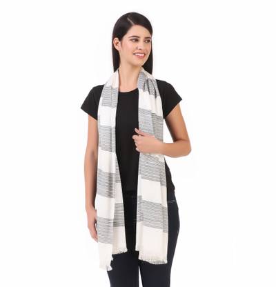 FWC FILL WITH COLOURS Striped Viscose, Cotton Viscose Blend Women Fancy Scarf