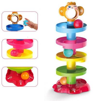SNM97 5 Layer Ball Drop and Roll Tower, Stack, Drop and Go Ball Ramp Toy with 3 Balls