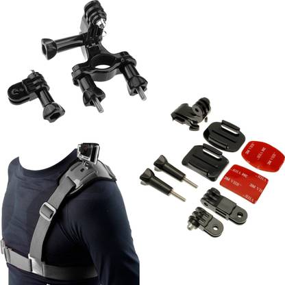 quikprof Helmet mountkit Bike mount+3 And Shoulder Strap For Gopro, YI, SJCAM Strap