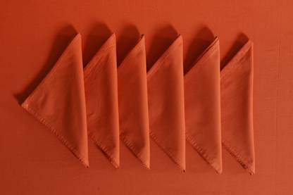 Ravaiyaa - Attitude Is Everything Cotton Solid Napkin Set Burnt Orange Cloth Napkins