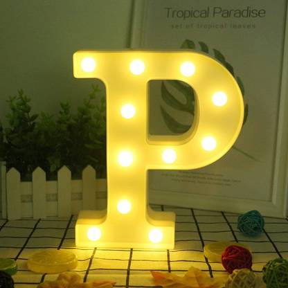पार्टी प्रॉप्ज़ P Letter Light, Alphabet LED Light / Marquee Letter Light - Alphabet P टेबल लैम्प