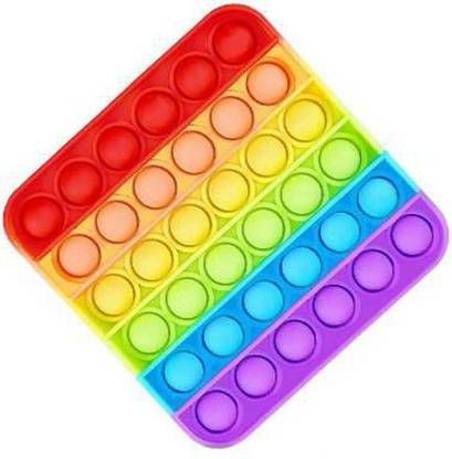 White Devil Pop it Fidget Toys, Push Bubble Fidget Sensory Toy,Autism Special Needs Silicone Stress Relief Toy, Great Fidget Toy Sensory Toys Novelty Gifts for Girls Boys Kids Adults Square Rainbow